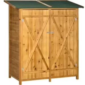 Outsunny - Garden Storage Shed Tool Organizer w/ Table, 140x75x157cm, Natural - Natural wood finish