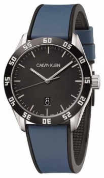 Calvin Klein Mens Compete Blue Rubber Strap Black Watch