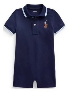 Ralph Lauren Baby Boys Tipped Polo Romper - Navy, Size 18 Months