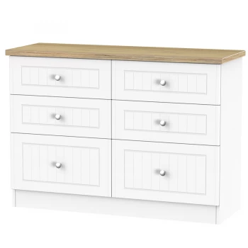 Robert Dyas Wilcox Ready Assembled 6-Drawer Midi Chest of Drawers - Porcelain Ash