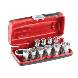 Facom 1/4in Drive 6-Point Hex Metric Socket Set, 11 Piece