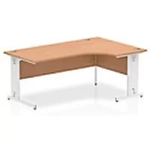 Dynamic Radial Right Hand Crescent Desk Oak MFC Cable Managed Cantilever Leg White Frame Impulse 1800/1200 x 600/800 x 730mm