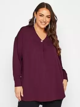 Yours Button Pleat Detail Blouse - Purple, Purple, Size 26-28, Women