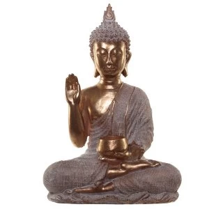 Gold and White With Begging Bowl Thai Buddha Figurine