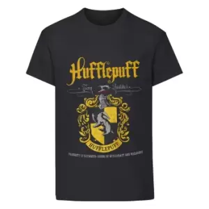 Harry Potter Girls Hufflepuff Crest T-Shirt (12-13 Years) (Black)