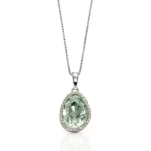 JG Signature 9ct White Gold Green Fluorite & Diamond Irregular Necklace