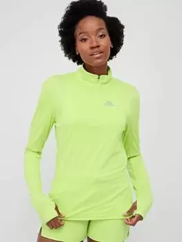 adidas Running Womens Long Sleeve T-Shirt - Lime, Size L, Women