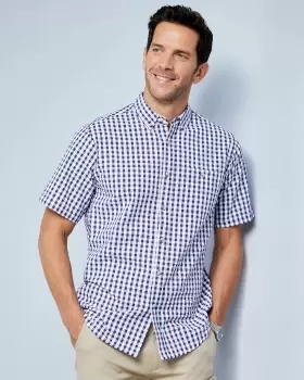 Cotton Traders Mens Classic Seersucker Shirt in Blue