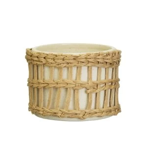 Sass & Belle Speckled White & Woven Planter