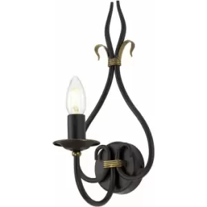 Loops - Wall Light Sconce Timeless Wrought Iron Rust/Gold LED E14 60W Bulb