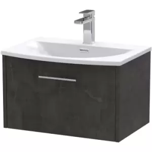 Juno Wall Hung 1-Drawer Vanity Unit with Basin 4 600mm Wide - Metallic Slate - Hudson Reed