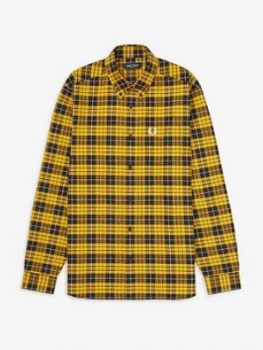 Fred Perry Tartan Oxford Shirt, Yellow, Size L, Men