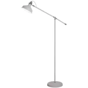 Luminosa Lighting - Adjustable Floor Lamp, 1 x E27, Sand White, Satin Nickel, White