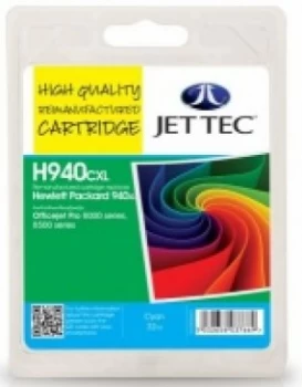 HP940XL C4907AE Cyan Remanufactured Ink Cartridge by JetTec H940CXL