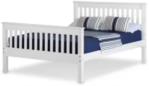 Seconique Monaco 4ft Small Double White Wooden Bed Frame High Footend