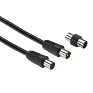 KnightsBridge 2 Meter Pre Terminated TV DAB RG59 Screened Co-Axial Coax Cable with Coupler