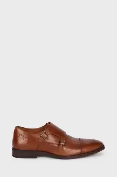 Tan Leather Smart Brogue Monk Shoes