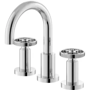 Revolution 3-Hole Basin Mixer Tap with Waste - Chrome - Hudson Reed