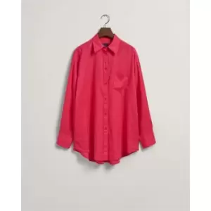 Gant Os Linen Shirt Magenta Pink 36 - Pink