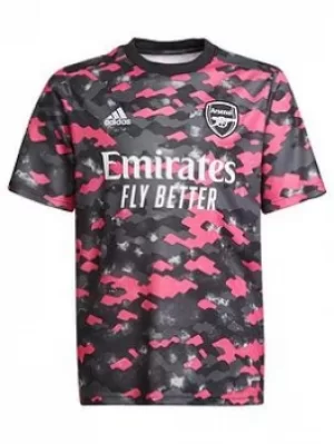 Adidas Junior 21/22 Arsenal Pre Match Shirt, Black, Size L, Men