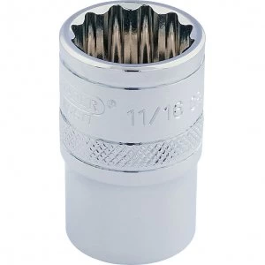 Draper 3/8" Drive Polished Finish Hi Torq Bi Hexagon Socket Imperial 3/8" 11/16"