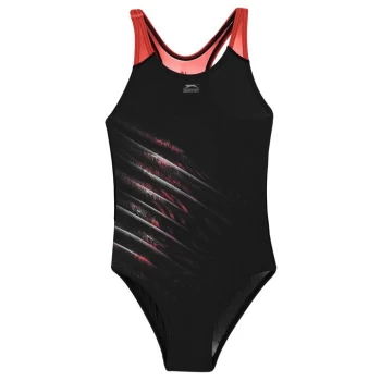 Slazenger Sportback Swimsuit Junior Girls - Black/Orange