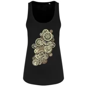 Grindstore Ladies/Womens Steampunk Cogwheels Floaty Tank (Medium (UK 10-12)) (Black)