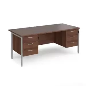 Office Desk Rectangular Desk 1800mm With Double Pedestal Walnut Top With Silver Frame 800mm Depth Maestro 25 MH18P33SW