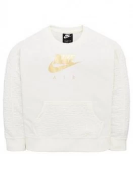 Nike Air Sportswear Girls Fleece Crew Sweat Top - Cream