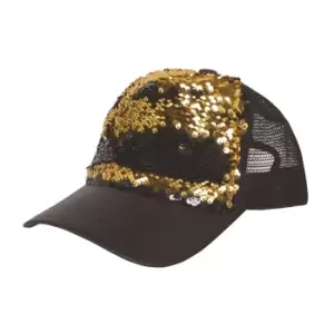 Bristol Novelty Unisex Adults Reversible Sequin Cap (One Size) (Black/Gold)