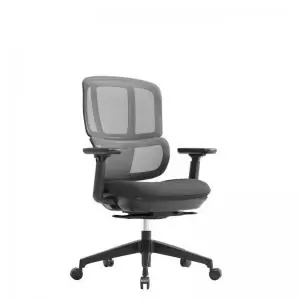 Shelby Black mesh back operator chair with Black fabric seat