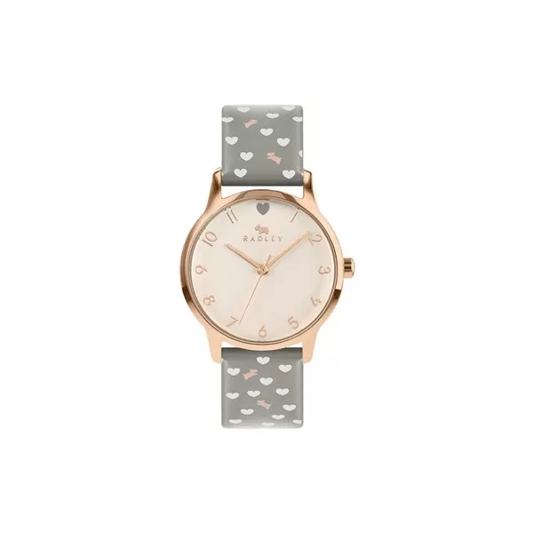 Radley RY21316A Rose Gold Plated Grey Leather Strap Watch - W51314