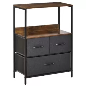 Homcom 3 Drawer Storage Chest With Display Shelves Black