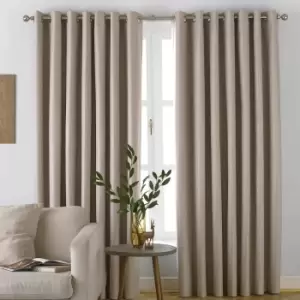 Moon Premium Thermal Blackout Eyelet Curtains Natural, Natural / 168 x 137cm