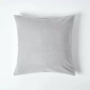 Light Grey Velvet Cushion Cover, 40 x 40cm - Grey - Homescapes