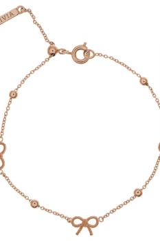 Ladies Olivia Burton Rose Gold Plated Vintage Bow & Ball Bracelet OBJ16VBB09