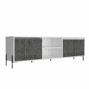 Dallas Two Tone Ultra Wide TV Unit with Closed Storage, White