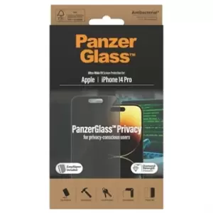 iPhone 14 Pro PanzerGlass UltraWide Fit Privacy EasyAligner Screen Protector - Black Edge