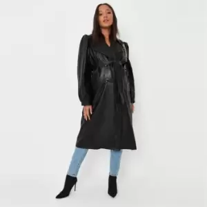 Missguided Maternity Pu Trench Coat - Black