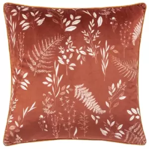 Fearne Printed Velvet Cushion Brick, Brick / 50 x 50cm / Polyester Filled