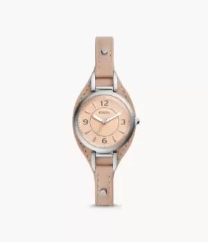 Fossil Women Carlie Three-Hand Latte Eco Leather Watch