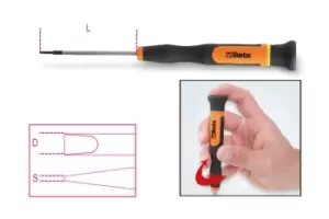 Beta Tools 1257LP Precision/Micro-Screwdriver Flat/Slotted 0.3 x 1.8mm 012570018