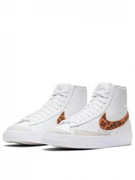 Nike Blazer Mid '77 Trainer - White/Leopard, White/Leopard, Size 7, Women