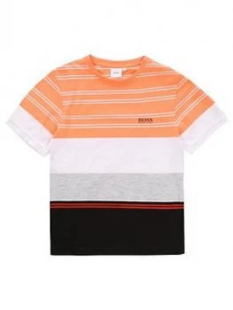 Hugo Boss Blocked Small Logo T-Shirt Orange Size 8 Years Boys