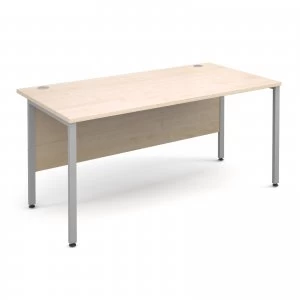 Maestro 25 SL Straight Desk 1600mm x 800mm - Silver H Frame Maple top