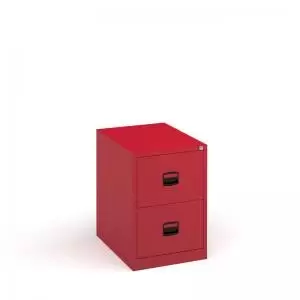 Steel 2 drawer contract filing cabinet 711mm high - red