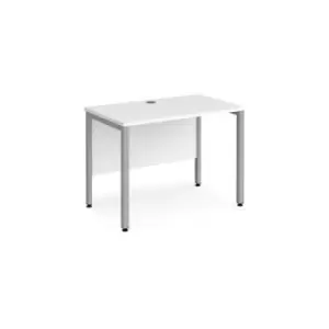 Office Desk 1000mm Rectangular Desk With Bench Leg White Tops With Silver Frames 600mm Depth Maestro 25