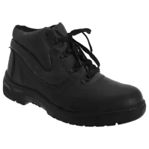 Grafters Mens Grain Leather Padded Ankle Safety Toe Cap Boots (49 EUR) (Black)