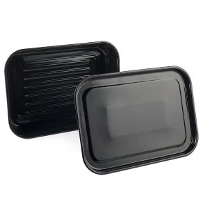 Russell Hobbs Romano Vitreous Enamel Deep Roaster and Baking Tray Set - Black