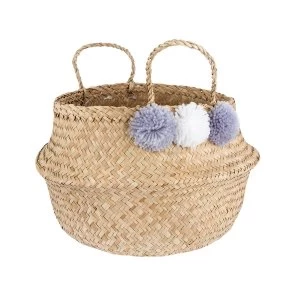 Sass & Belle Grey Pom Pom Basket